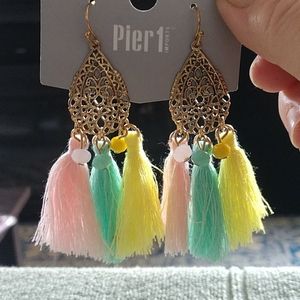 Easter Colors/NWT boho pastel tassle pierced Earrings